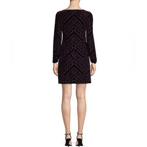 VINCE Camuto Purple Velvet Geometric Shift Dress Size  4